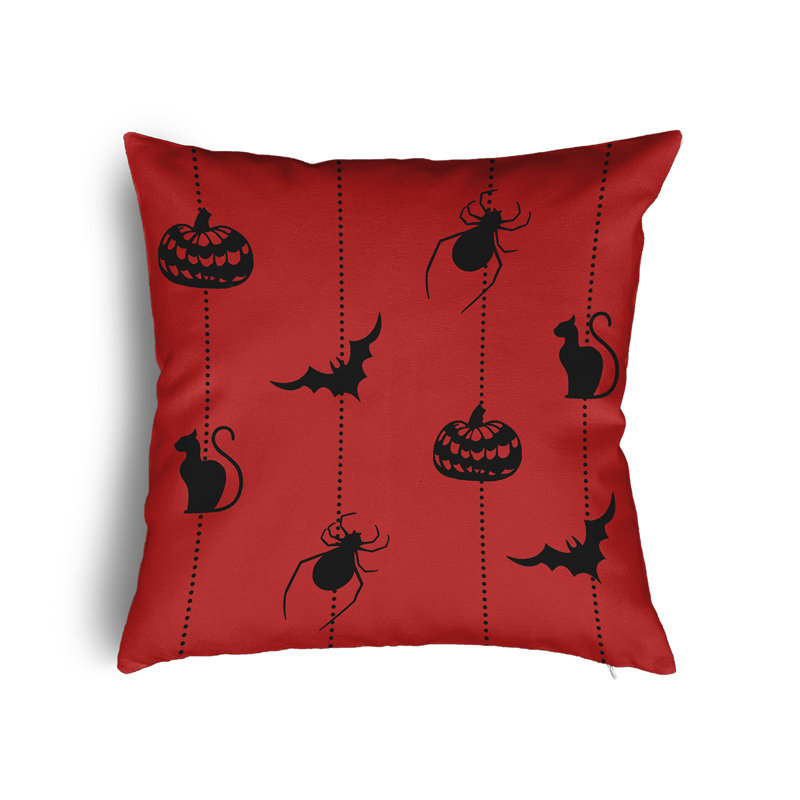 Coussin Halloween, Rouge, H 16 po x l 16 po