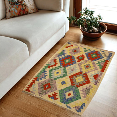 Tapis de laine verte tissé à la main one-of-kind Sinclair