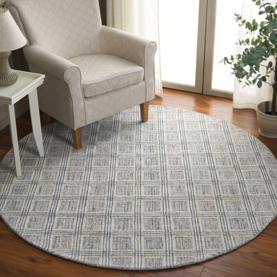 Ebony Hand Tufted Wool Pile Plaid Rug