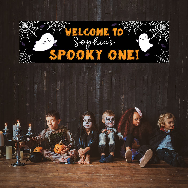 Bannière personnalisée d'Halloween 1er anniversaire, signe de bienvenue Spooky One Backdrop, paquet-1, Oui