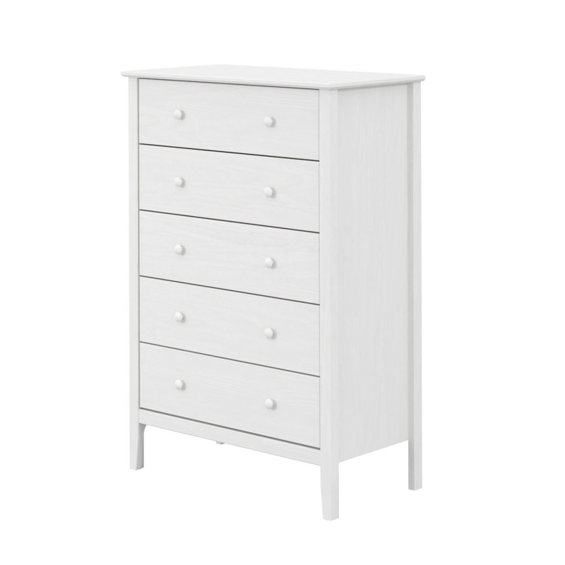 Commode 5 tiroirs Arzell, Blanc