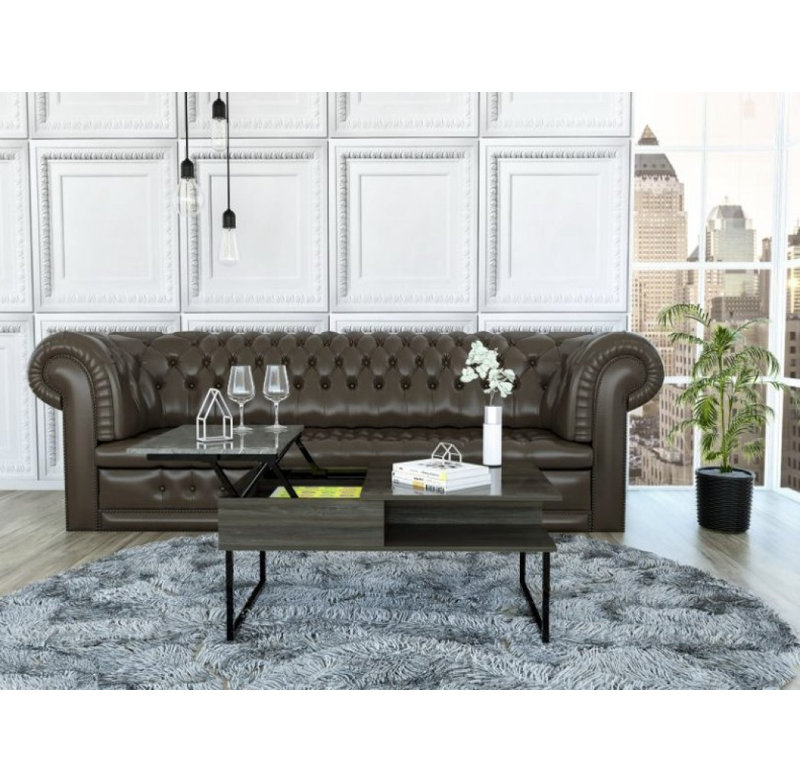 Table basse à plateau relevable en métal gris et onyx 41 po Gracie Mills