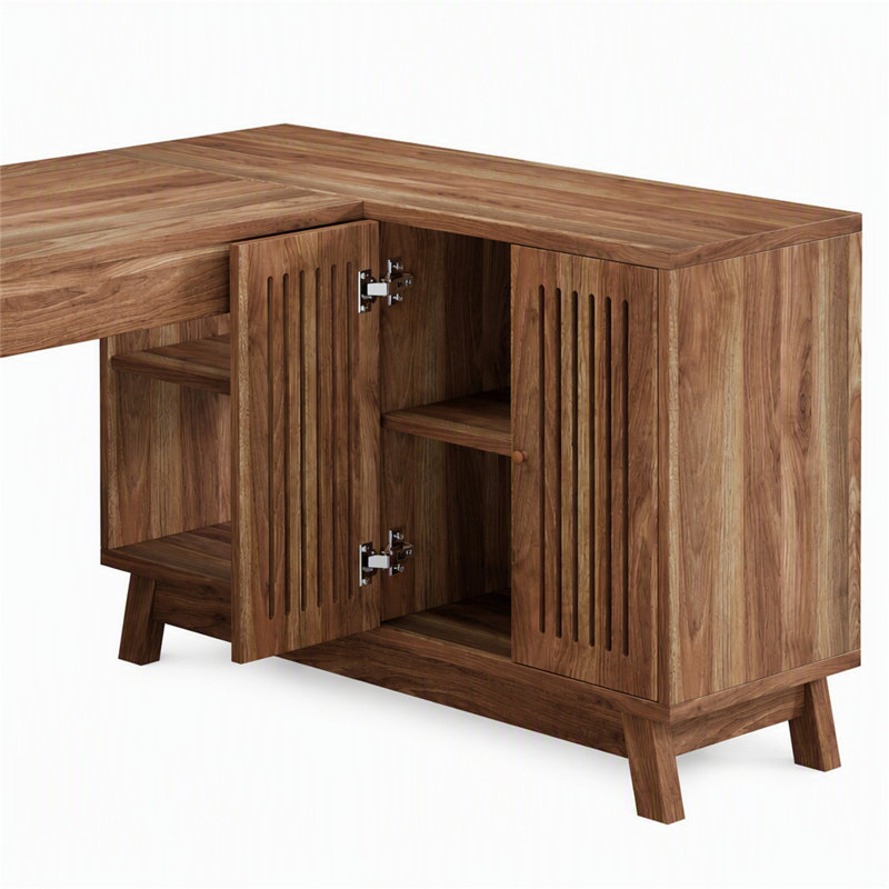 Bureau en coin en L 57 po avec pupitre en bois et bureau avec bureau