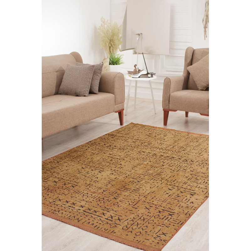 Crystallee Brown Moroccan Machine Made Cotton Polyester Non-Slip Area Rug, Rectangle 3 pi 3 po x 6 pi 7 po