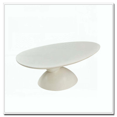 Table basse ovale en fibre de verre 47,27 "avec base sculpturale