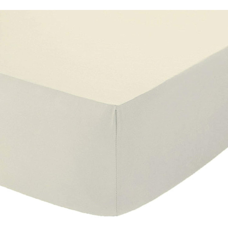 Agam Percale Fitted Sheet, Super King (6'), Cream 