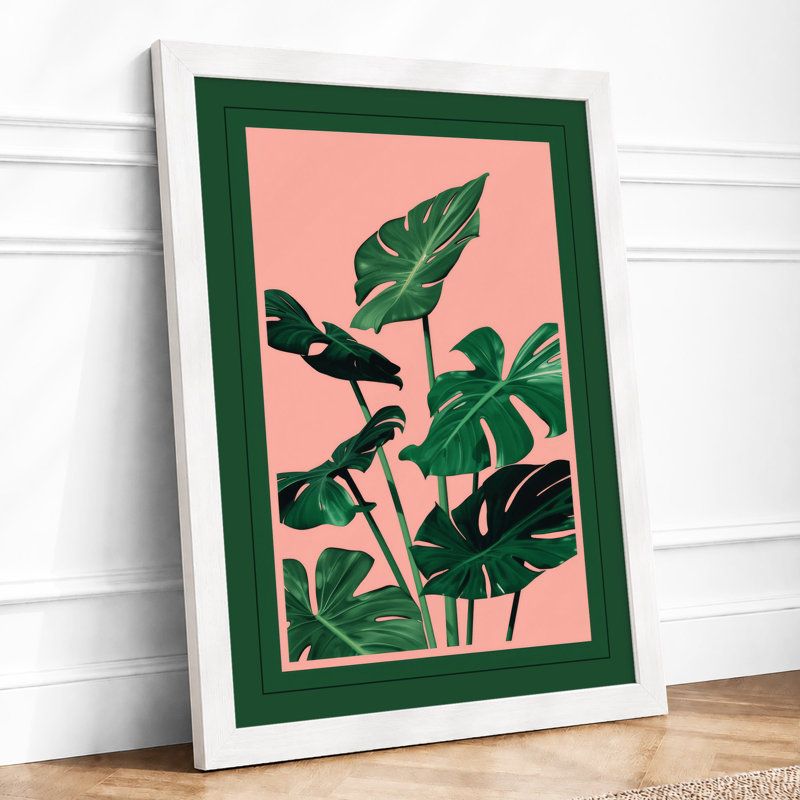Potted Monstera Botanical - Framed Print, A3 - 42.0 x 29.7 cm, White