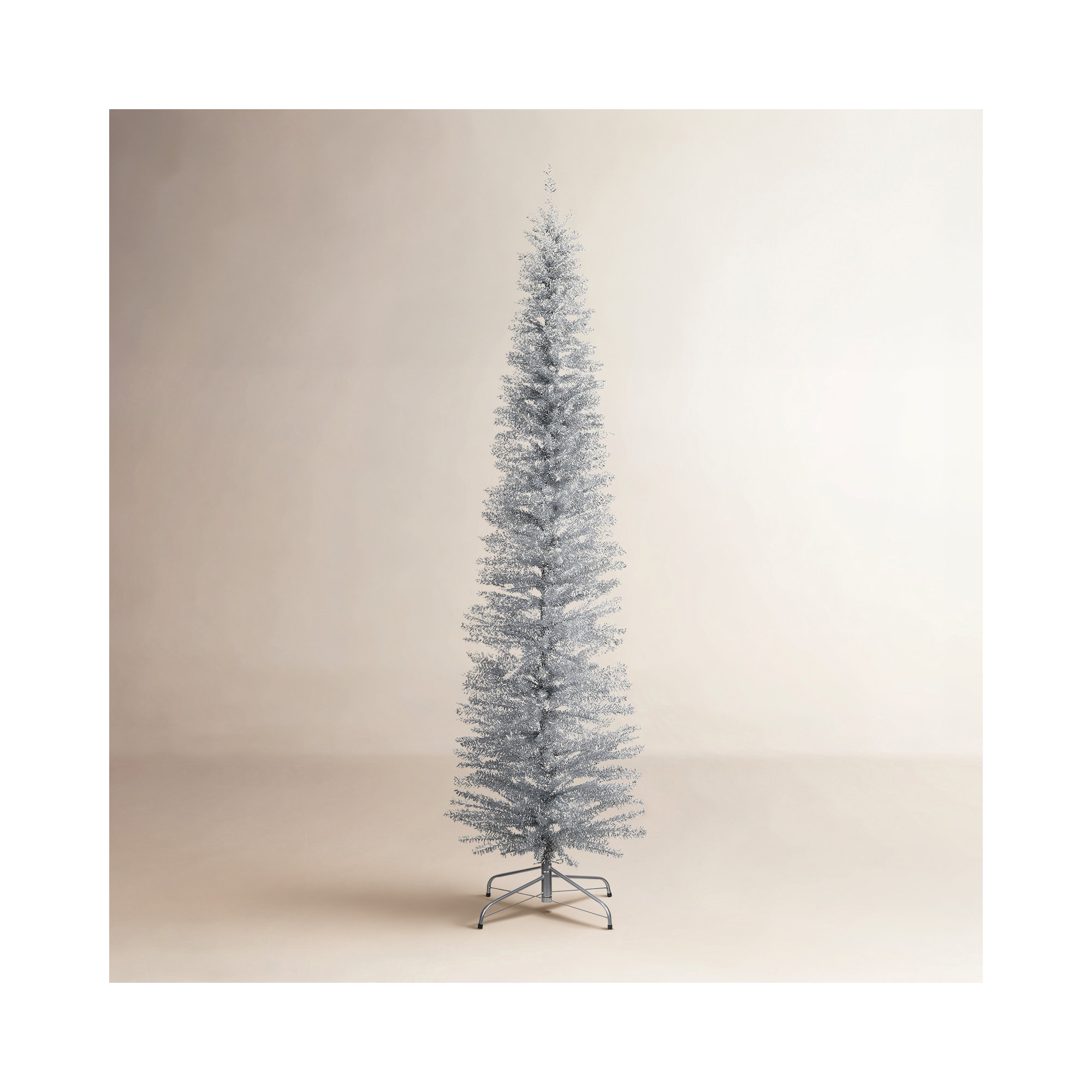 The Holiday Aisle® Silver Tinsel Tree, 7'