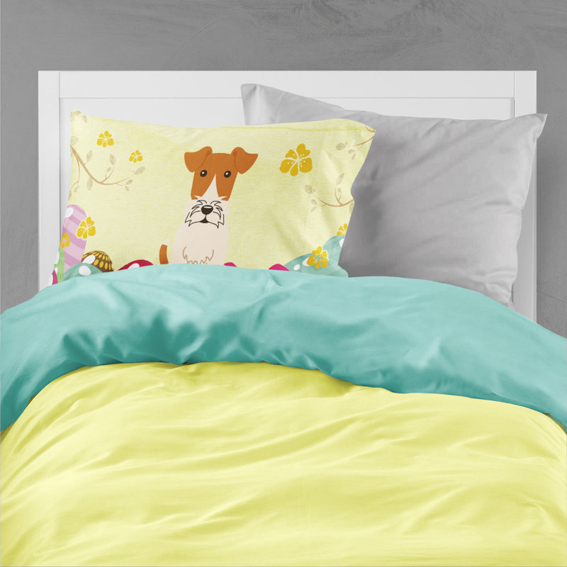 Taie d’oreiller œufs de pâques, Fox terrier à poil dur