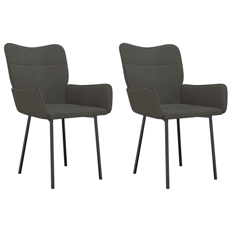 Chaise rembourrée 2 pièces pour salle à manger Gramer, Gris foncé