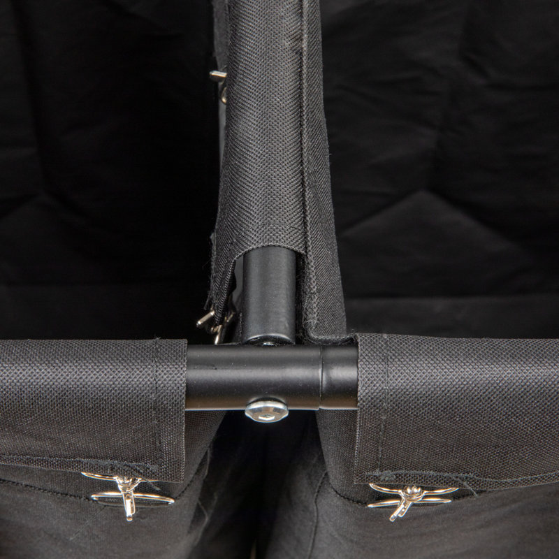 Black Metal 2-Bag Rolling Laundry Sorter with Wheels