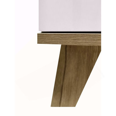 3 Drawer White Dresser, Handle-Free Modern Storage Chest with Solid Natural Wood Legs, Minimalist Drawer Cabinet for Bedroom Living Room, Simple to In