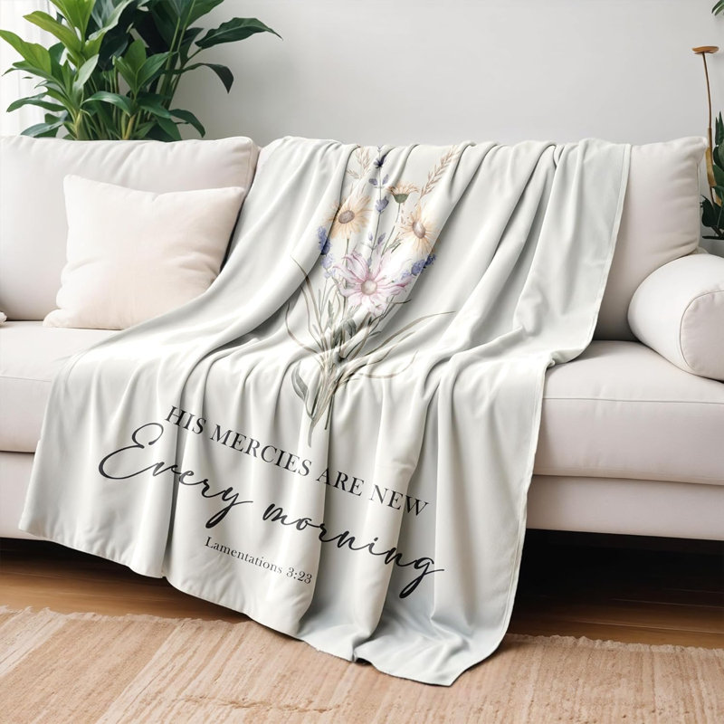 Ses mercies sont des couvertures chrétiennes pour tous les matins, des couvertures en flanelle Boho Floral, 80" L x 60" W