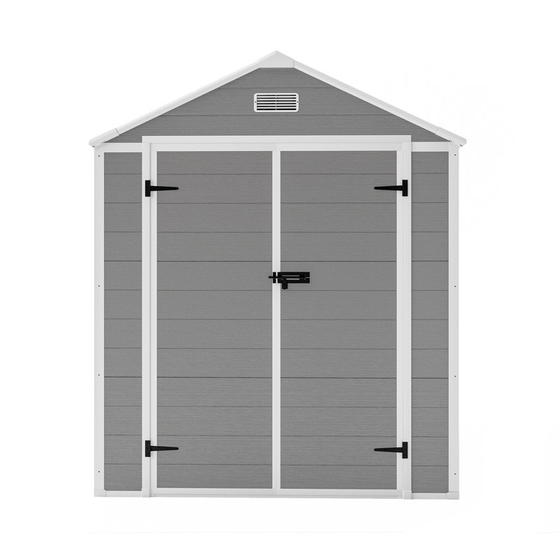 Campcraft 6*5Ft Resin Storage Shed, High Quality Pp Material, Strong Structure, Waterproof, Rust And UV Proof, Large Storage Space, 12Mm Thick Pp Board, HD Window Lighting