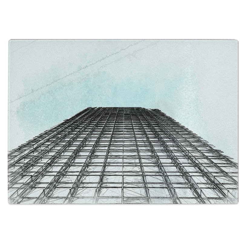 Tempered Glass Architecture Sketch Vol.11 Chopping Board, 28.5 cm W x 20 cm L