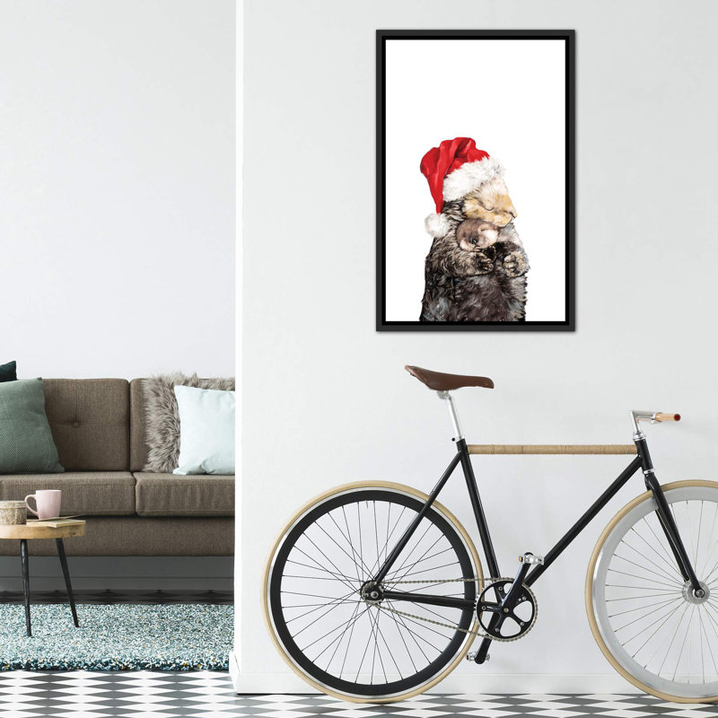 «Christmas Otter Mother and Child» par Big Nose Work - impression d'art graphique, H 40 po x l 26 po x P 1,5 po, Aucun mat