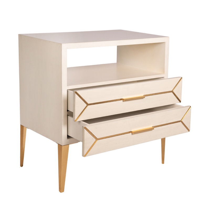 New York 2 - Drawer Solid Wood Nightstand, Antique White