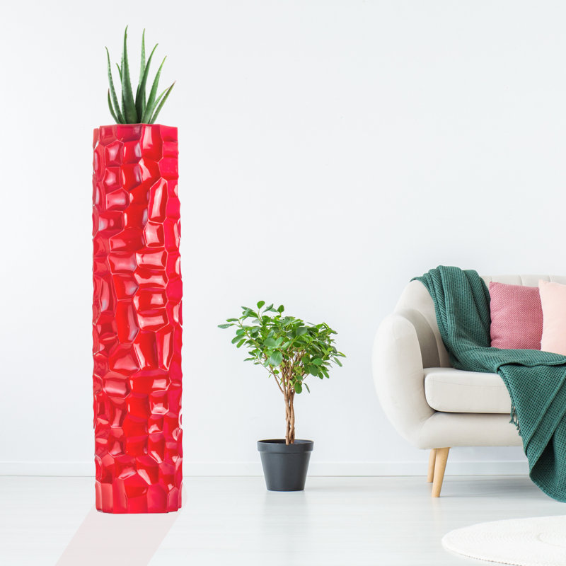 Vase de plancher en résine Schank, Rouge, H 53 po x l 12 po x P 12 po