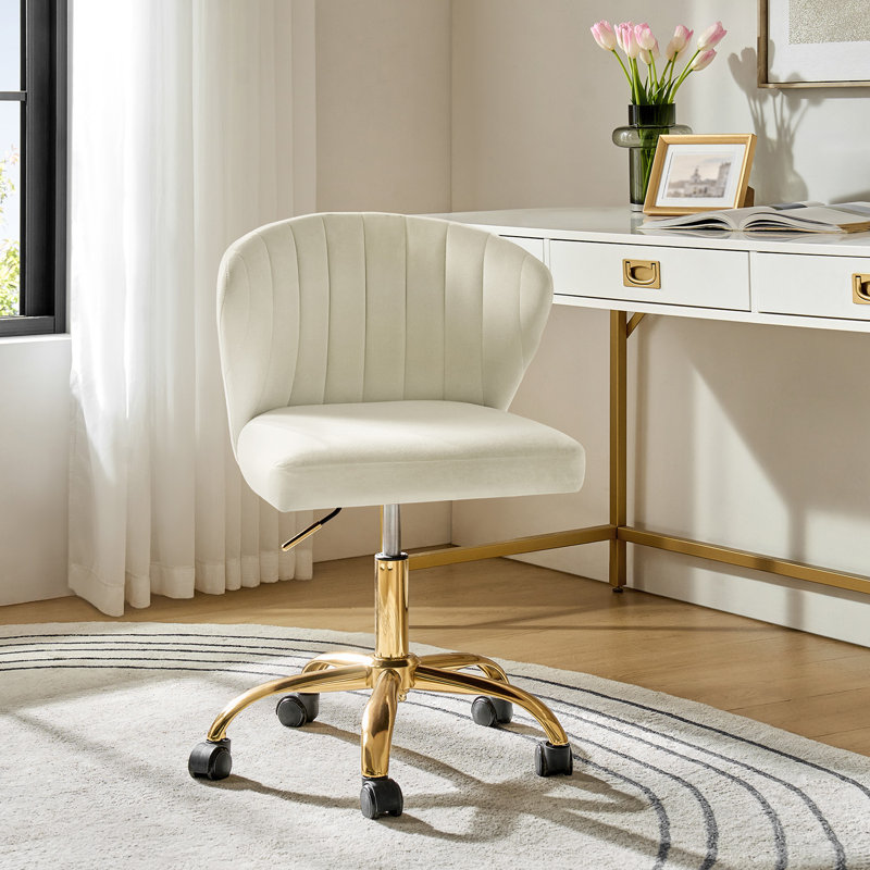 Adelynn Ergonomic Task Chair with Tufted Back, Ivory