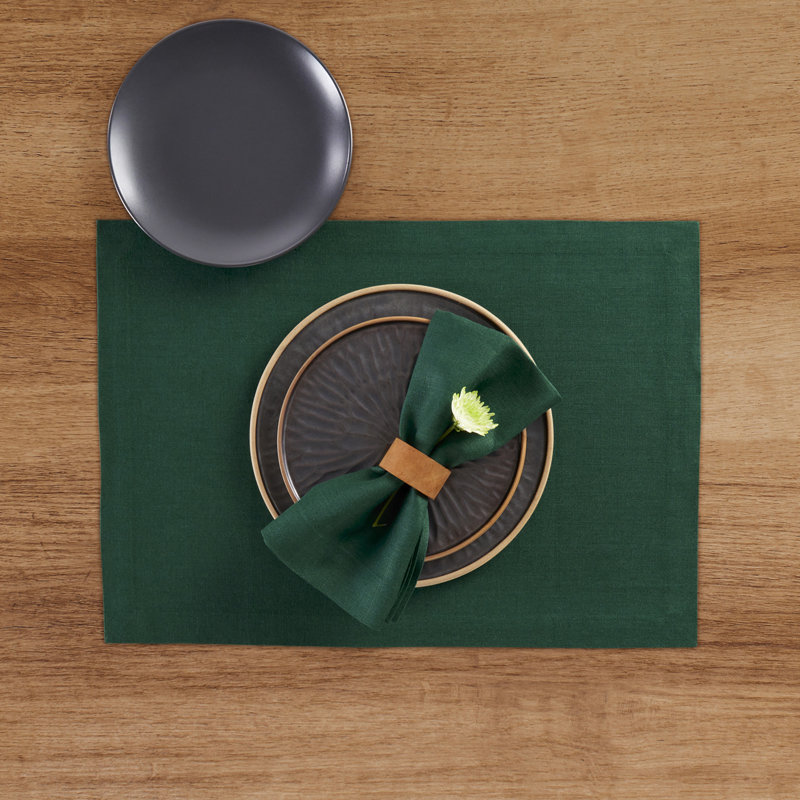 Diana - 100% Pure Linen Dinner Napkins, Evergreen