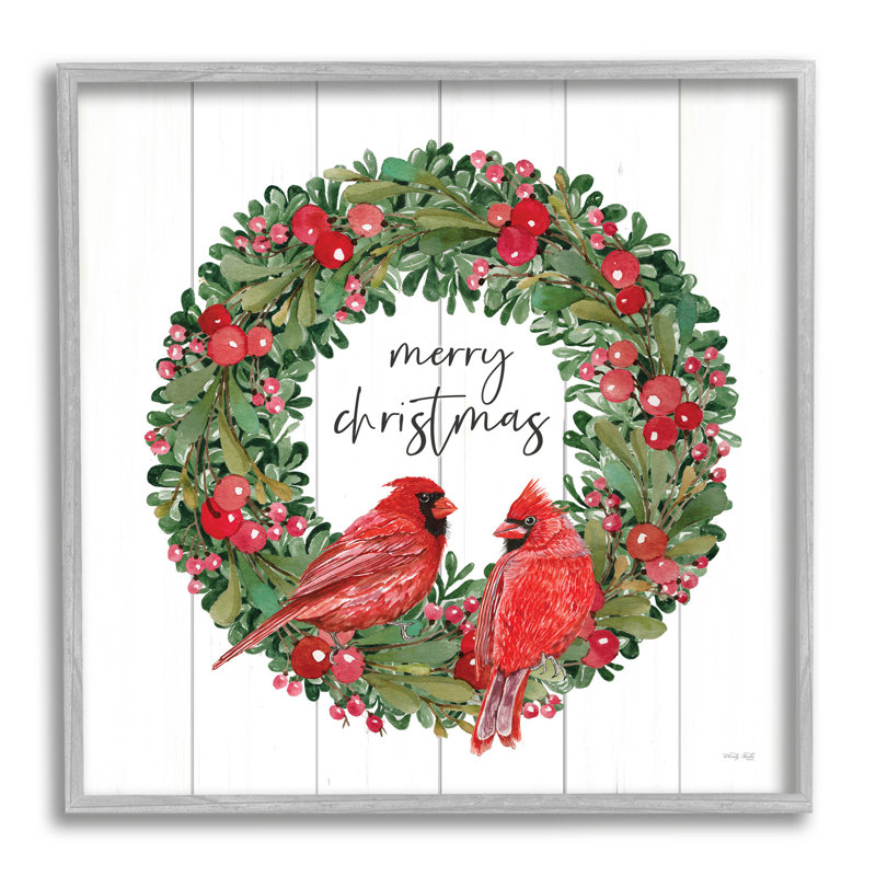 Joyeux Noël cardinal rouge at-151, H 12 po x l 12 po x P 1,5 po, Estampe numérique Farmhouse