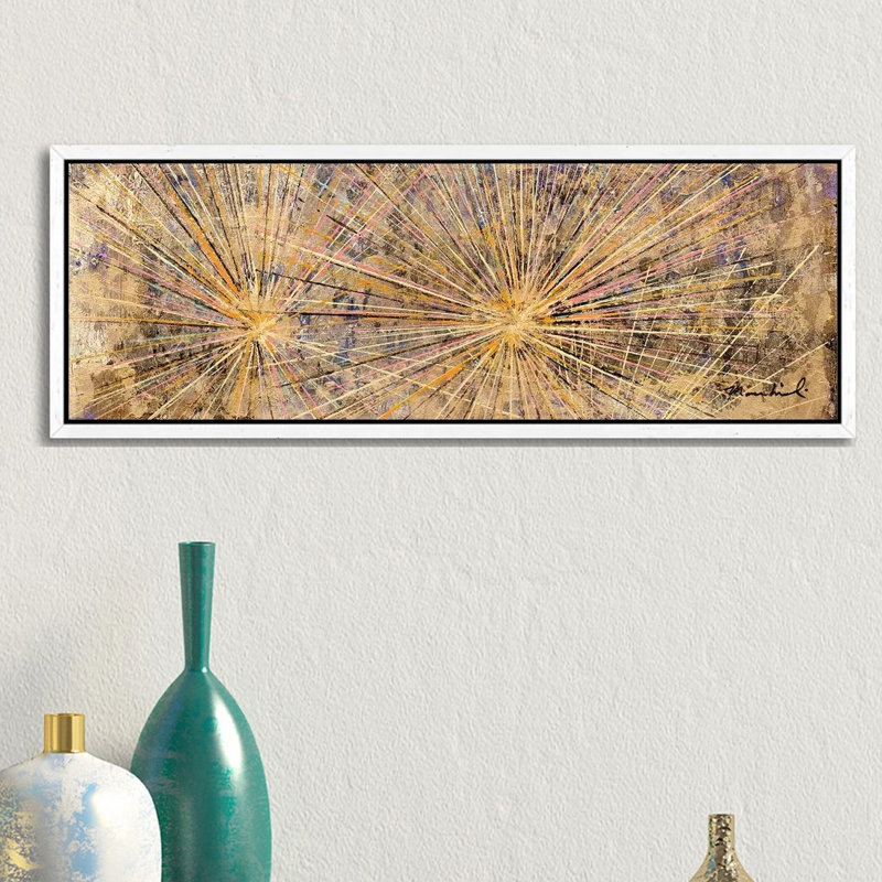 Silver Cholla - Panoramic Painting on Canvas, White Framed, 121.92 cm H x 40.64 cm W