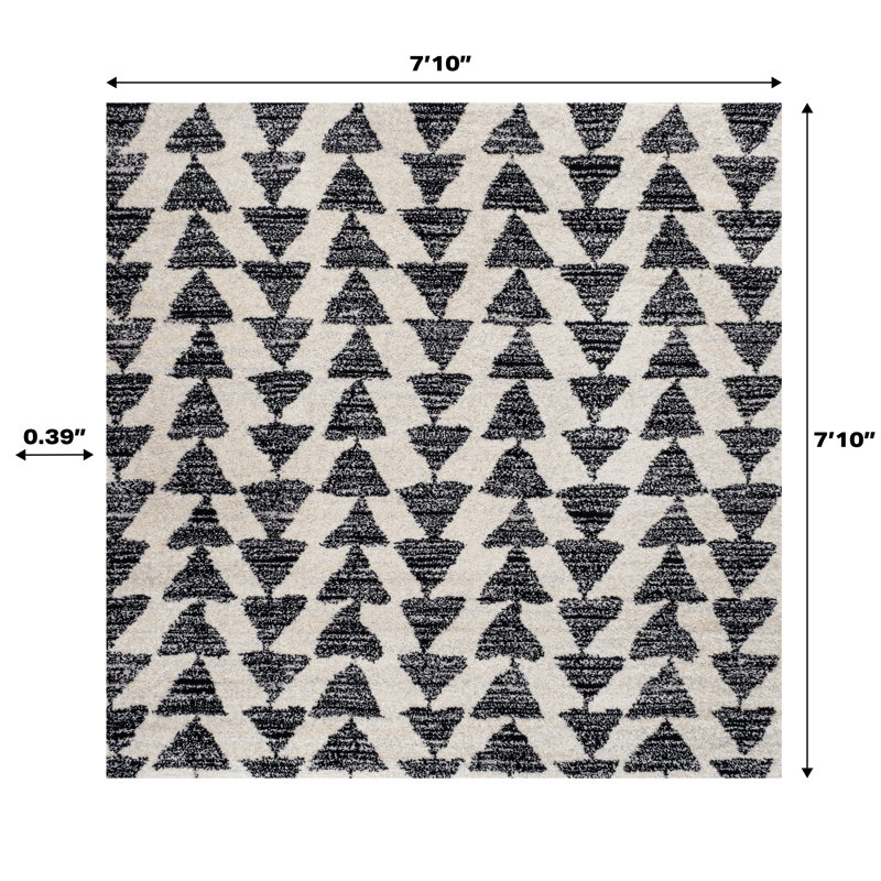 Tapis crème / noir Farnham, Carré 7 pi 10 po