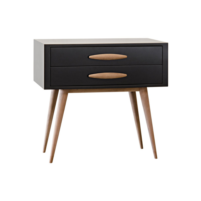 Taylor 30'' W Solid Wood Nightstand, Black/Unfinished