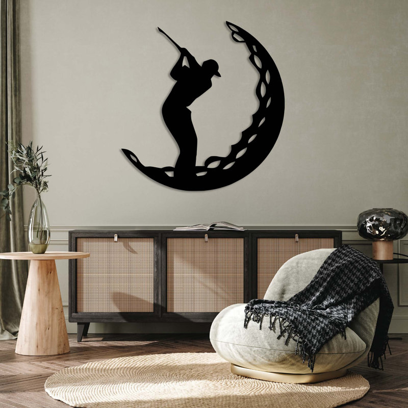 Golf Ball Metal Wall Art - Sports Inspired Wall Decor - Rustic Golf Theme Sculpture - Modern Industrial Metal Artwork - Golf Lover Home Decoration - Sports Club Wall Hanging Piece - Unique Athletic Statement Art