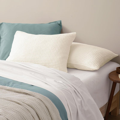 PHF Ultra Soft Waffle Weave Pillow Shams, No Insert, 2 Pack Breathable & Skin-Friendly Pillow Cases, Stylish Decorative Bed Pillow Cases Covers