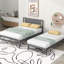 Lit plateforme gris avec lit gigogne réglable-1247142071
