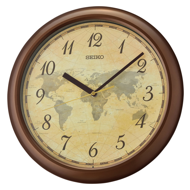 QHA006ZLH Wall Clock, Metallic Brown