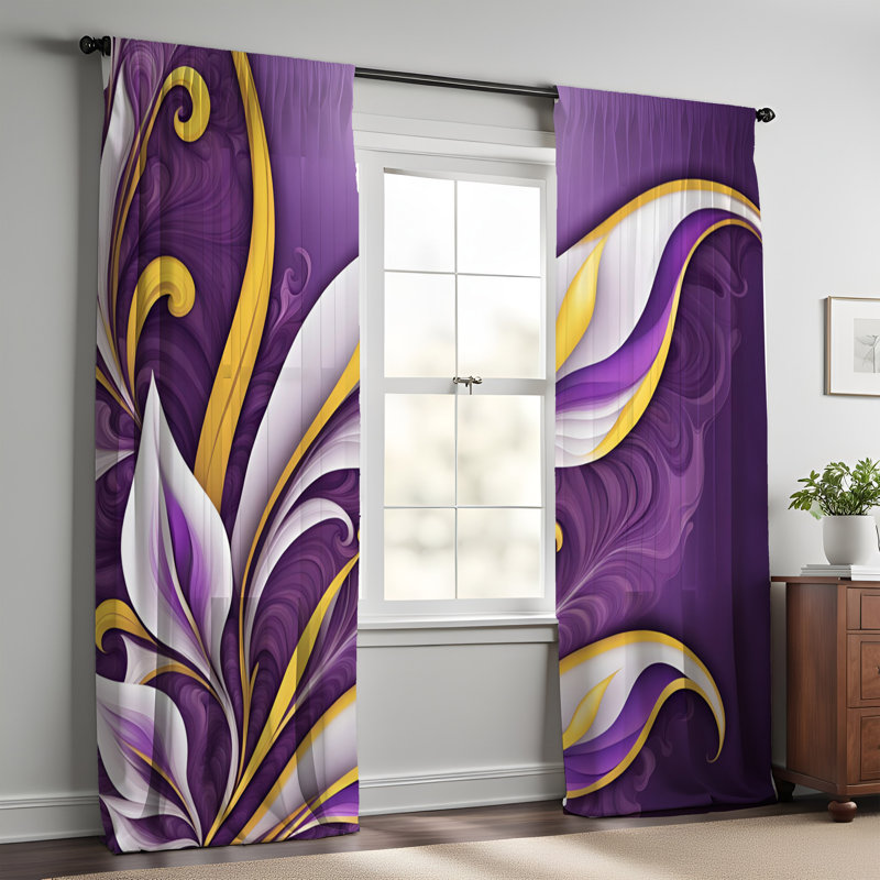 Paire de rideaux semi-transparents en polyester Gurmail, L 56 po x L 78 po