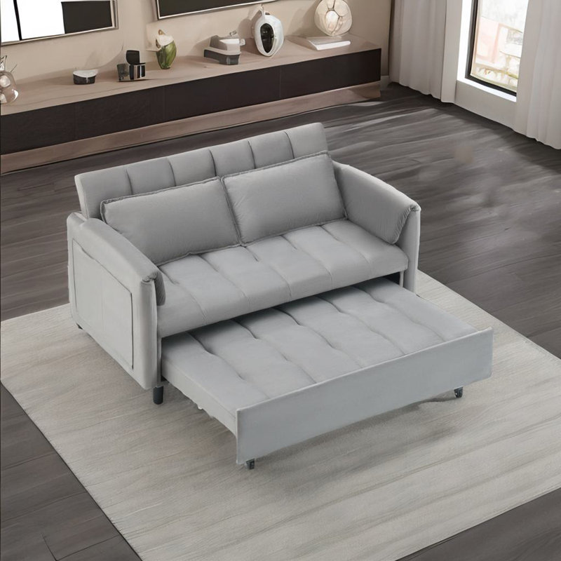 Causeuse moderne en velours, Gris