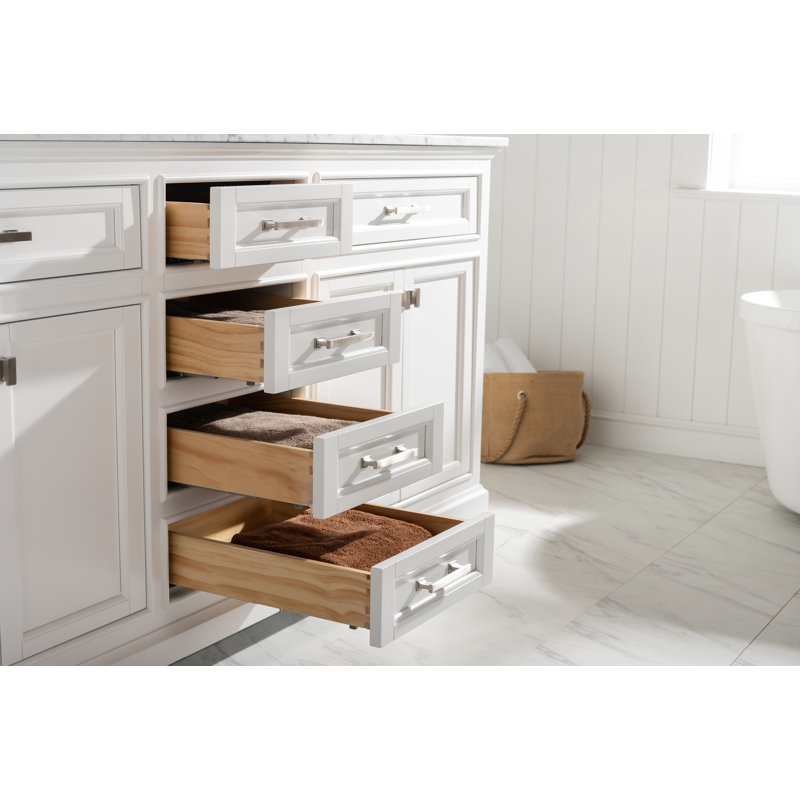 Zoila 72'' Double Bathroom Vanity with Quartz Top, White