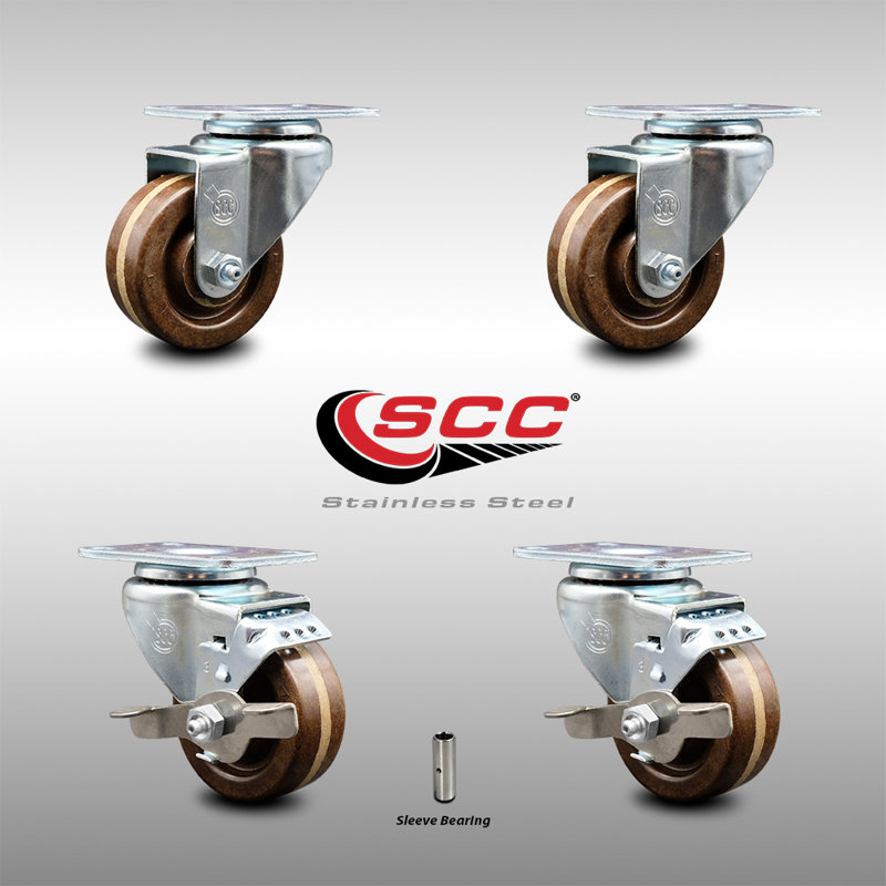 4 Piece High Temp Phenolic Swivel Caster Set