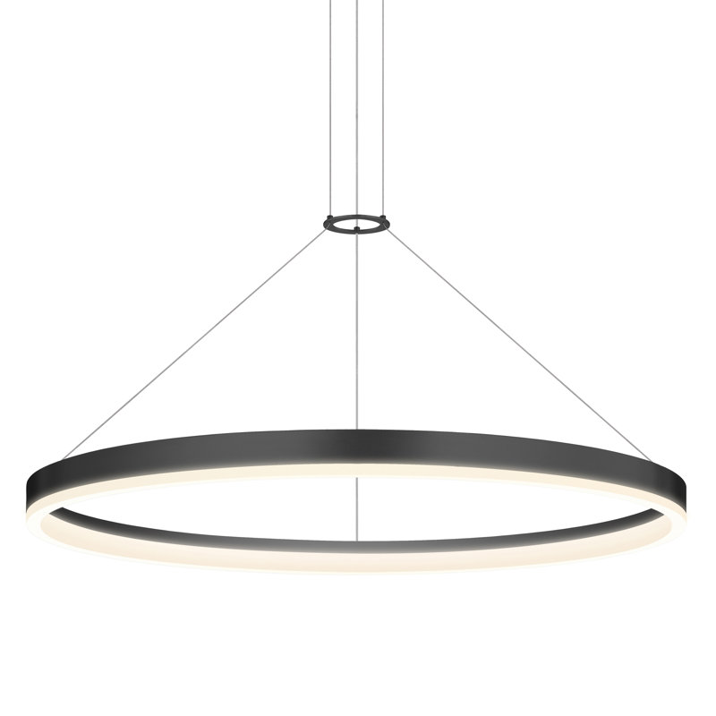 Satin Black 32-Inch LED Geometric Indoor/Outdoor Chandelier