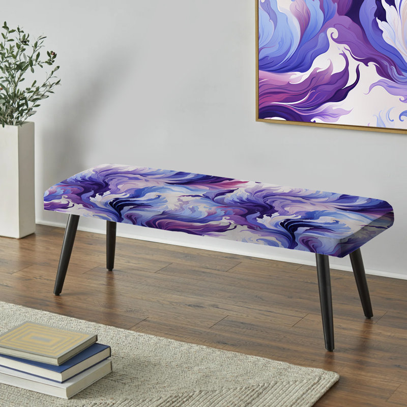 Ikat mauve mauve - Banc rembourré floral noir