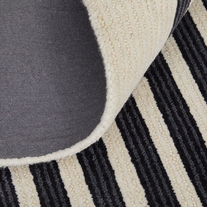 Tapis Mid-Century moderne ivoire / noir Raku Architectural 12 pi x 15 pi, Rectangle 8 pi x 10 pi
