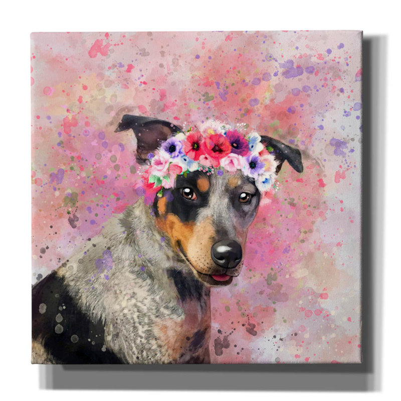 Art floral sur toile «Flower Crown, H 18 po x l 18 po