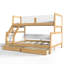 Lit superposé simple au-dessus de grand lit simple avec tiroirs de rangement, lit superposé pour enfant en bois massif avec lattes, conception convertible, blanc et naturel
