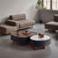 Table basse moderne avec pierre et bois