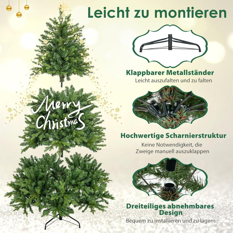 Lighted Artificial Pine Christmas Tree, 180cm H