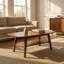 Table basse moderne Mid-Century, table basse en bois de chêne massif à 100% avec tablette de rangement, table basse à 2 niveaux avec coins arrondis pour le salon, le bureau, l’appartement (couleur chêne noyer, L 39,37 po)
