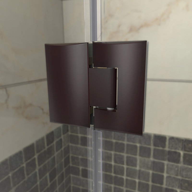Porte de douche à charnières sans cadre 46,38 po x 72 po avec technologie ClearMax Quatra Lux, Bronze huilé