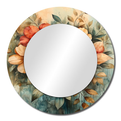 Farmhouse Wreath Spiral Of Petals I - Floral Mirror Wall Decor - Printed On Metal