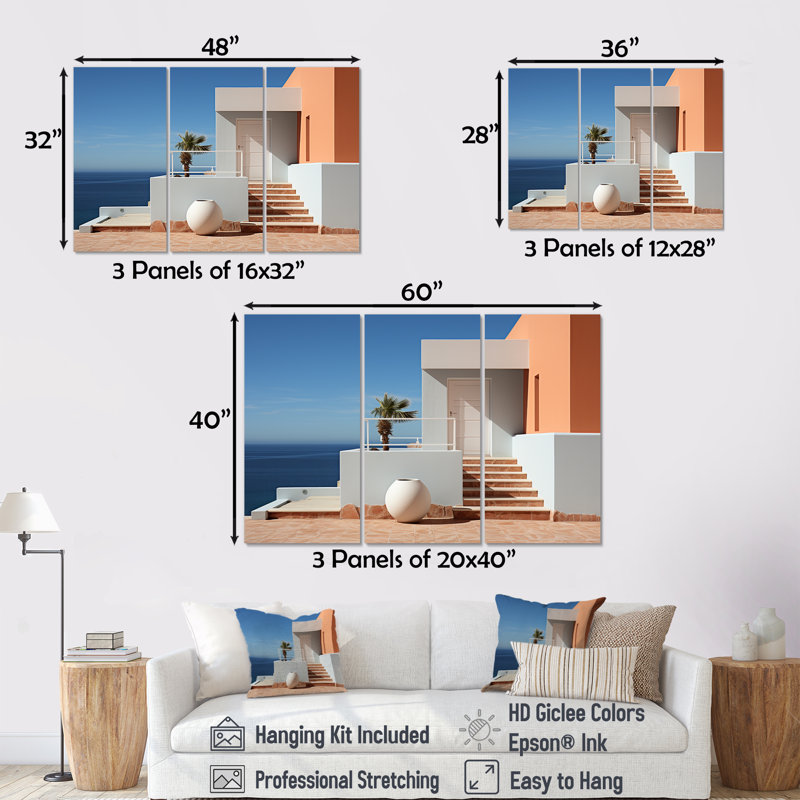 «Coastal Dream White House Retreat II» - ensemble d'impression d'art mural côtier, H 32 po x l 48 po x P 1 po