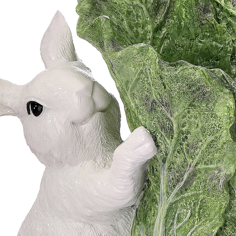 7.5" Resin Bunny With Cabbage Pot