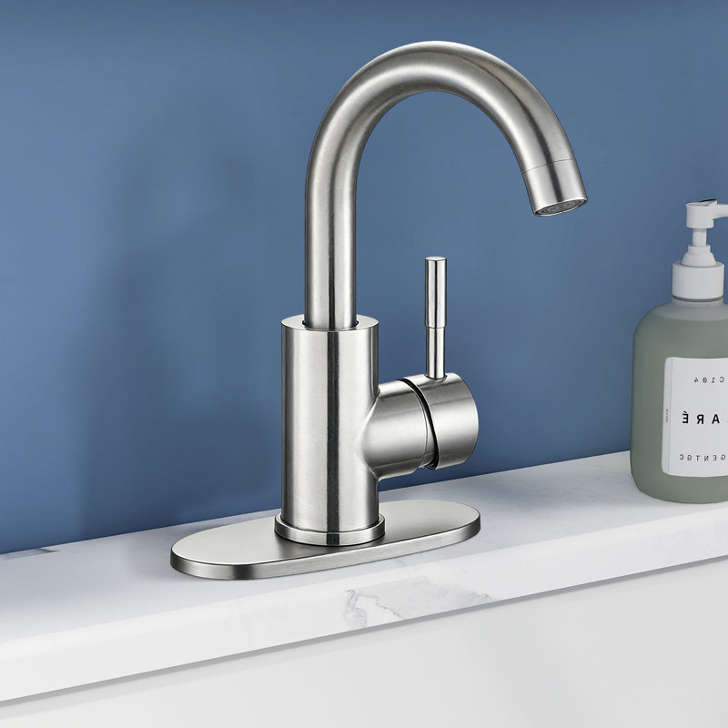 Topcraft Single-Hole Single-Handle Bathroom Sink Faucet With Base Plate