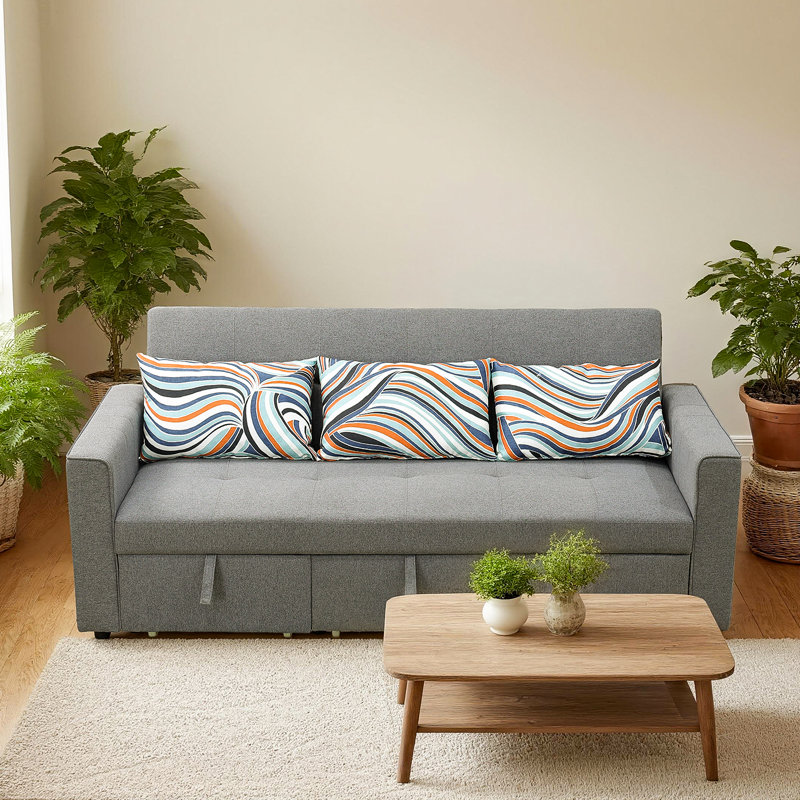 Grey Upholstered Sleeper Sofa Bed